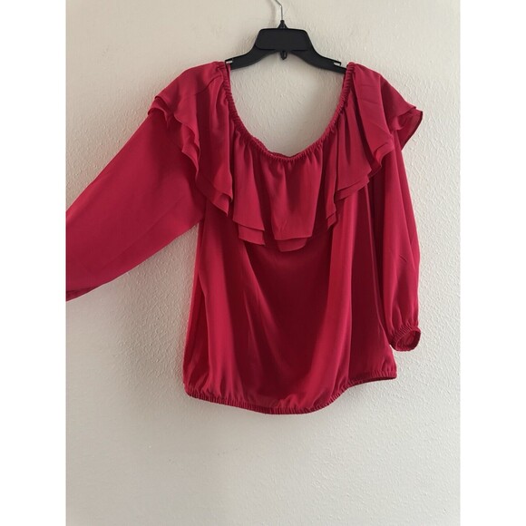 Michael Kors Women's Plus Size Off The Shoulder Top blouse Deep Pink 0X - Picture 7 of 13